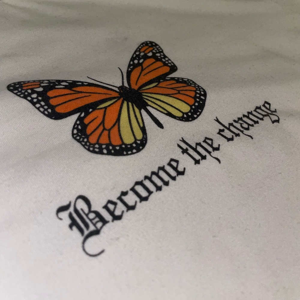 Butterfly Graphic Ruched Knot Crop Top